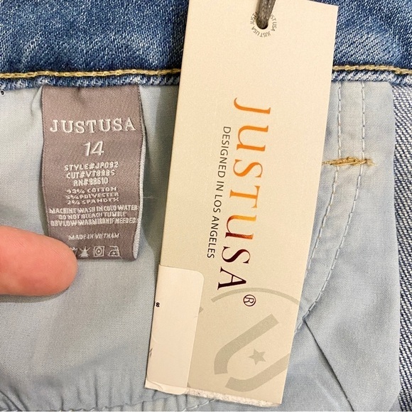 Just USA 14 NWT High Rise Straight Jeans Frayed Hems Women’s Stretch JP092 - Picture 6 of 9
